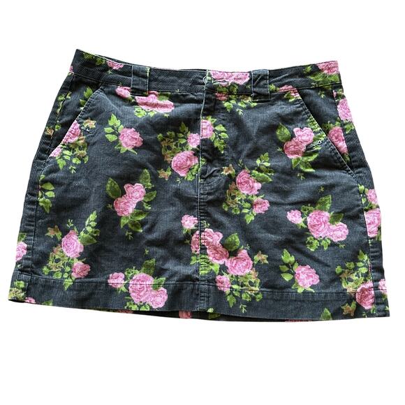 Floral Corduroy skirt Wild Fable Size 10 Button Detail - Picture 1 of 6